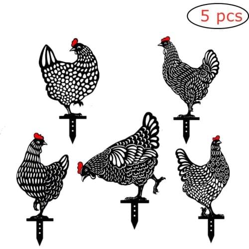 5Pc Easter Acrylic Chicken Yard Art Garden Statues Backyard Lawn Stakes Hen Yard Decor Gift Outdoor Garden Decoration ornaments