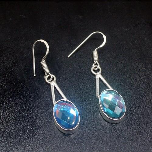 Gemstonefactory Big Promotion 925 Silver Colorful Topaz Marvelous Women Ladies Jewelry Gifts Dangle Drop Earrings 20212038