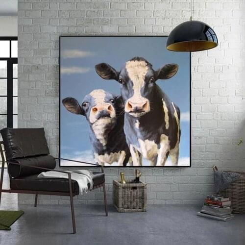 ART Watercolor Cow Pictures Wall Painting For Living Room Decorative Posters Home Decor Painting Printed On Canvas