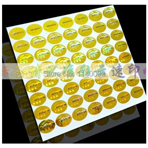 Customized Laser Hologram Label Laser Anti-counterfeiting Label Adhesive Sticker Printed tags Gold or Silver Material