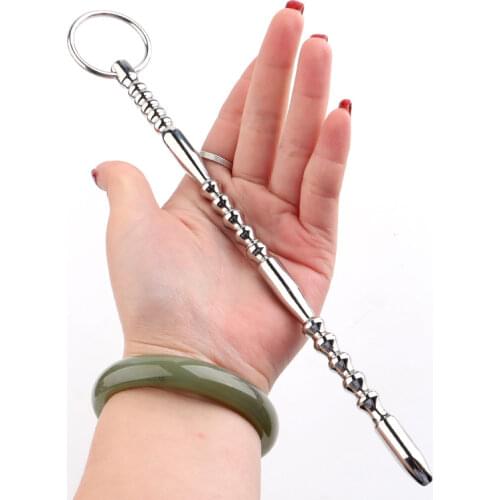 Sex products 210*9mm stainless steel penis plug Pull the ring catheters sounds sex toys for men urethral sound