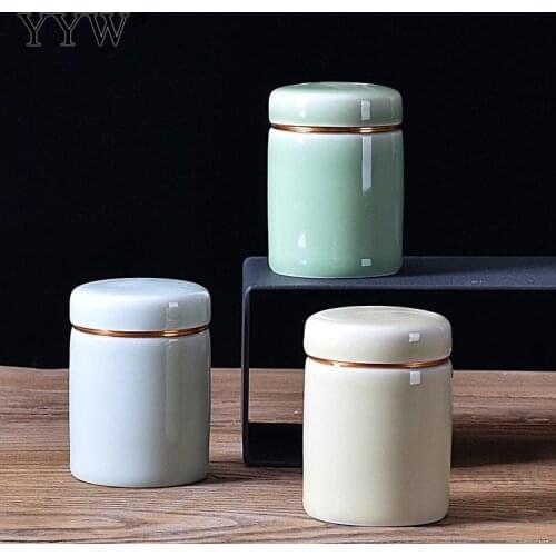 120ml Tea Box Container Tea Tin Can Storage Small Ceramic Bottle With Cap Tight Seal Tea Caddy Theedoos Kitchen Canister Jar