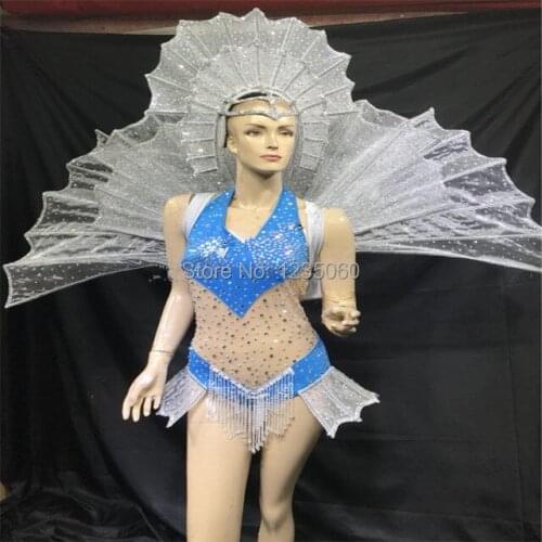 WYY Ballroom dance Mermaid costumes party princess dresses Rhinestone stage show catwalk wears clothe bar performance bikini dj