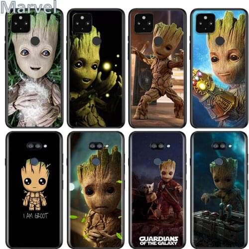 Baby Groot Cutest For Google Pixel 5 5A 4 4A XL Shell For LG Q60 V60 V50 V50S V40 V35 V30 5G Black Soft Phone Case