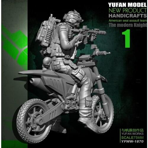 Yufan Model 75mm 1/24 Model Kit Motorcycle Resin Soldier YFWW-1870