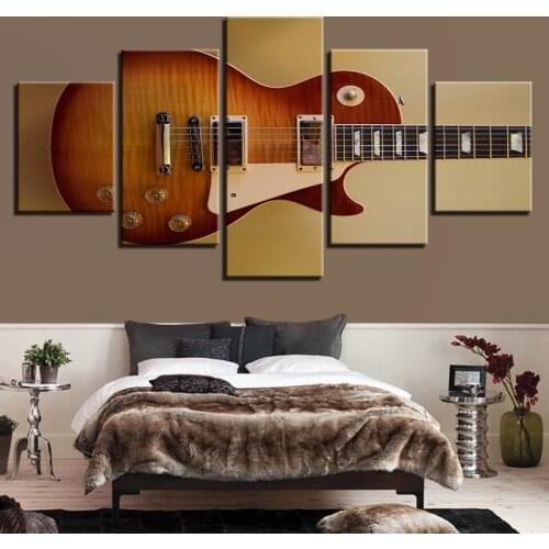 Wall Art Canvas Pictures Modular Poster 5 Pieces Musical Instruments Guitar Paintings Print Artworks No Framed