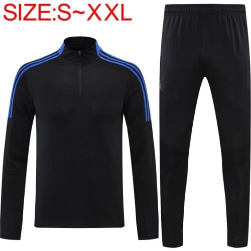 New 2021 2022 Factory Wholesale Sports Training Clothes Men Club Black Plain Soccer Jackets Tracksuits