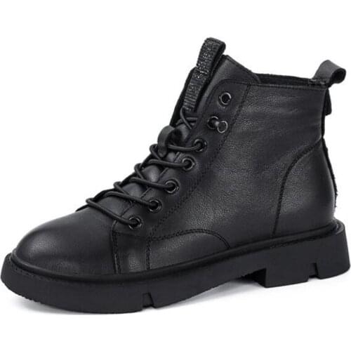 2020 New Autumn Winter Women Boots High Quality Genuine Leather Boots Martin Boots Soft Comfortable Low-heel Shoes Short Boots
