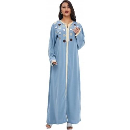 New Muslim Big Swing Abaya 2021 Spring & Autumn Ladies 2XL Loose Long Sleeve Dress Middle East Loose Waist Casual Dubai Arabia