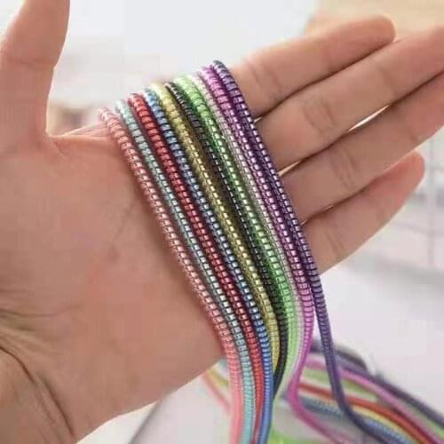 New Plating Sequins 1.4M Length TPU spiral USB Charging cable cord protector cable winder for iphone 8 7 6 5 Earphone Protection