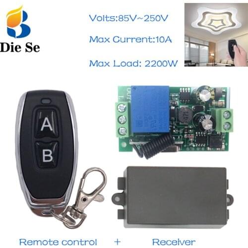 Lighting Remote Control Switch 110V 220V 2200W 433Mhz rf Switch Relay Receiver and Transmitter for Led and Bulb control On/Off