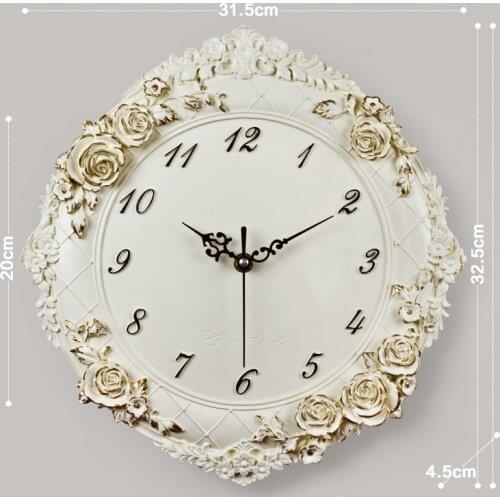 Rose Flower European Decorative Digital Wall Clock Kitchen Clocks Hotel Restaurant Decoration Roman Numeral Hanging Watch reloj