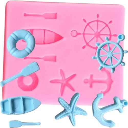 Sea Sailboat Anchor Silicone Molds DIY Party Cupcake Topper Fondant Cake Decorating Tools Candy Clay Chocolate Gumpaste Moulds