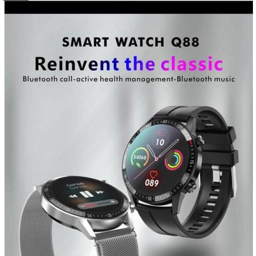 New hot sale Q88 Smart Watch Bluetooth Full Round touch screen Heart Rate Monitor Dial Answer Call Sport Fitness Men