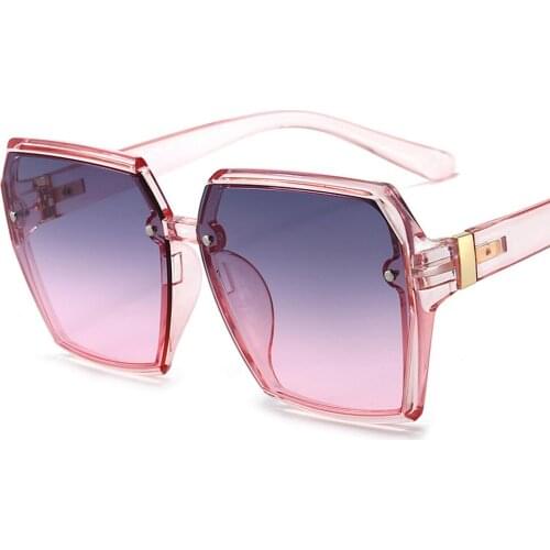 Fashion Vintage Brand Designer Square Oversized Sunglasses Women Men Transparent Gradient Sun Glasses Big Frame Eyewear UV400