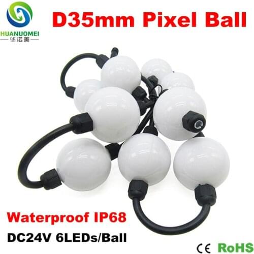Waterproof IP68 D35mm 6LEDs UCS1903 LED Pixel Ball Light, 3535 SMD RGB LED, UCS1903 chip, 6LEDs/Ball, 20Balls/string,DC24V input