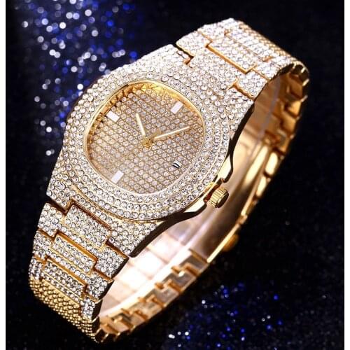 Women Full Diamond With Date Watches Casual Luxury Bracelet Rhinestone Wristwatches Relogio Feminino Reloj Mujer