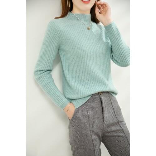 KOIJINSKY 2021 pure wool autumn and winter top womens half high neck sweater knitted sweater