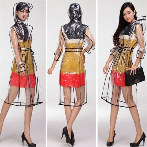 Womens Girls Clear Raincoat Waterproof Rain Coat Phoco Windproof Travel Trench Chubasqueros Mujer Fashion Show