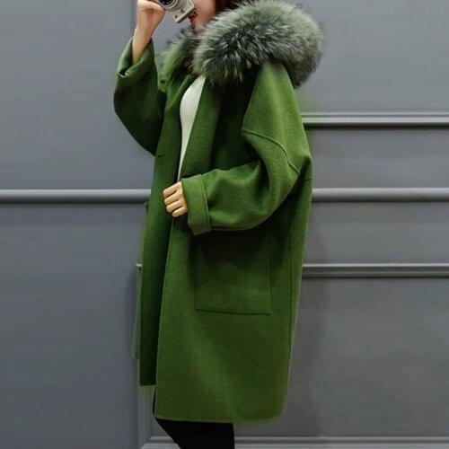 Plaid Women Overcoat Winter Faux Fur Warm Outwear Casual Loose Plus Size Long Wool Coat Japan Korea Office Lady Young School