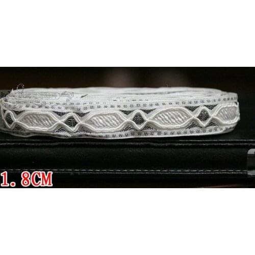 1.8cm 18mm 3/4'' Delicate White Silver Rhombus Hexagonal Waved Lace Woven Blocks Bilateral Trim National Jacquard Ribbon Webbing