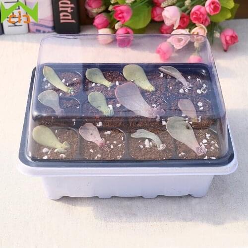 12 Cells Flower Pot with Cover Seeds Seedling Tray Sprout Plate Nursery Pots Tray Box for Gardening Flower Pots Planters