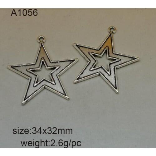 25Pcs/Lot 34*32mm Antique Silver Plated Metal Alloy Star Charms Fit For DIY Accessories Jewelry Making Findings