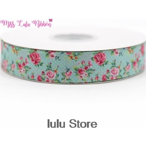 5/8"16mm red rose series flower printed ribbon 7/8" 1-1/2"/elastic ribbon handmade hair bows wedding decoration 50 yards