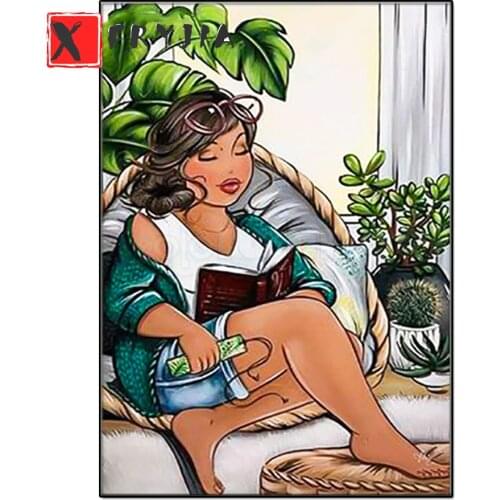 Diamond Painting 5D Full Square Round Sexy Woman Reading Book Diamond Embroidery Rhinestone Cross Stitch Crystal Mosaic Picture