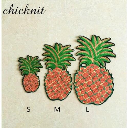 ASHION 2 PCS sequins embroidery Fruit and pineapple applique patch Sew - On clothing accessories ZA83