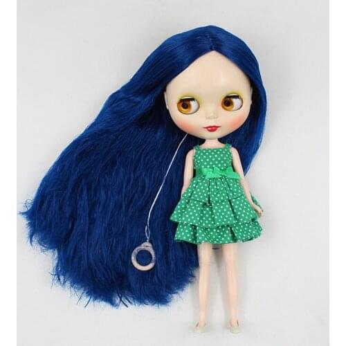 Free shipping Nude action figure dolls,black doll (blue hair )
