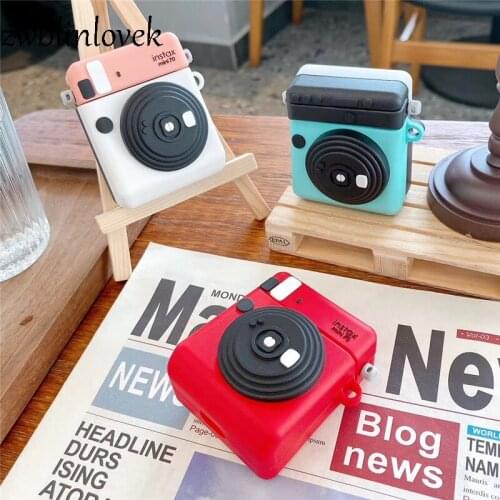 Instax mini 70 brand camera 3d case for airpods 1 2 pro charging case soft silicone wireless bluetooth headset protection cover