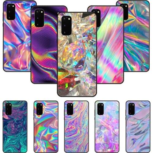Phone Case For SamSung Galaxy S Note 10 20 7 6 9 8 Plus Edge E Ultra Lite Black Cover Shell Color Bright Rainbow iridescent