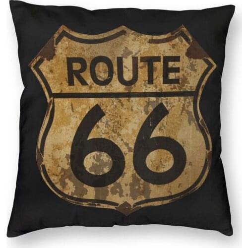 Fashion Route 66 USA Throw Pillow Case Home Decor Square California Highway Sign Cushion Cover 40x40 Pillowcover for Living Room