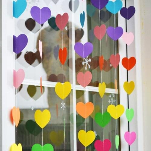 Colorful Heart Love Shape Banner Wedding Birthday Proposal Party Layout Paper Garland Color 4M String