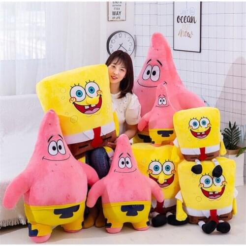 Kids Soft Stuffed Doll Sponges Plush Toys Baby Pillow Bobs Patrick Star Animal Cartoon Plush Doll Cotton Cushion for Children
