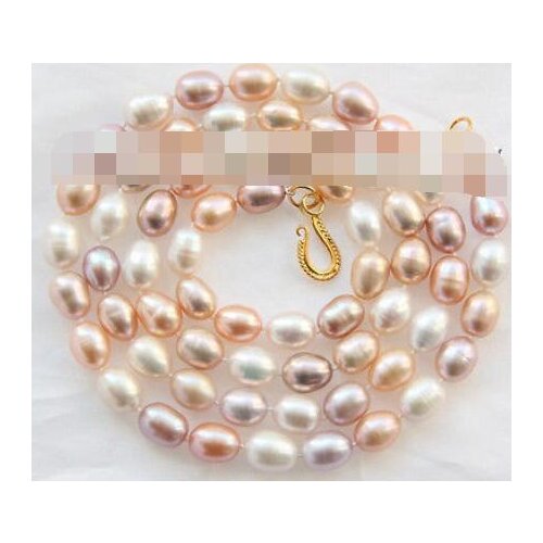 Long 32" big 9-10mm baroque white pink purple freshwater pearl necklace h2232