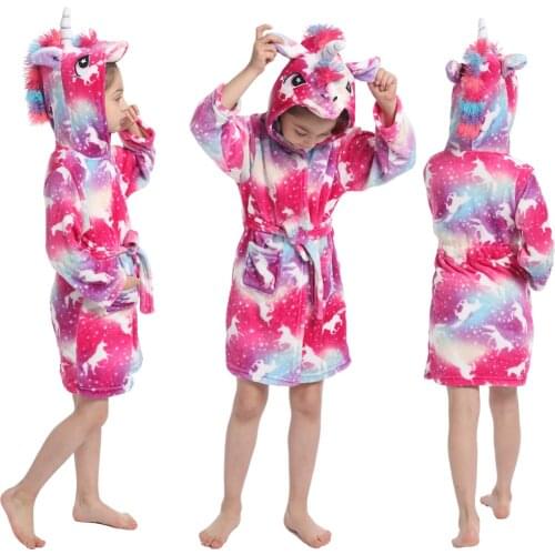 Girls Flannel Pajamas Robe Autumn and Winter Children Unicorn Pajamas Soft Comfortable Kids Baby Cute Homewear Kigurumi Clothes