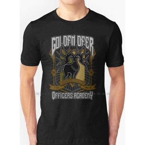Golden Deer Crest T Shirt 100% Pure Cotton Fire Emblem Three Houses Black Golden Deer Blue Lions Edelgard Adestrian Empire