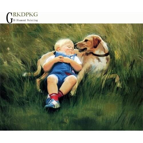 GRKDPKJ 5d diy diamond painting Baby and dogDiamond embroidery accessories pictures of rhinestones Full square diamond painting