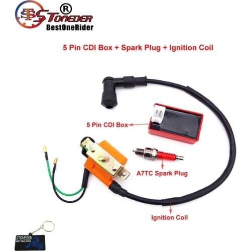 STONEDER Ignition Coil A7TC Spark Plug AC CDI Box For 50cc 70cc 90cc 110cc Engine Chinese ATV Quad 4 Wheeler Pit Dirt Motor Bike