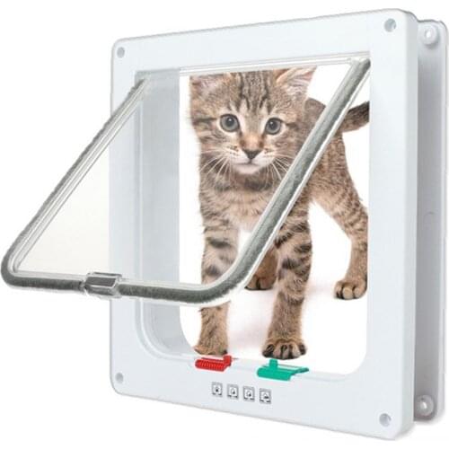 Cat Dog Door Sliding Controllable Lockable Pet Supplies With 4 Way Security Lock Flap Door Enter Freely Fashion Pretty Garden