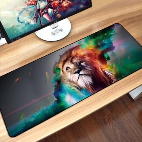 Sovawin Animal Gaming Mouse Pad Large XL Natural Rubber Keyboard Desk Mat Lion Computer Mousepad Locking Edge Anti-silp for PC
