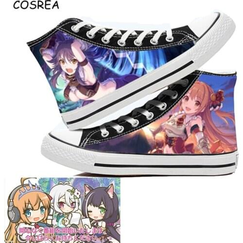 New Anime Princess Connect Re:Dive Shoes Women Men Girls Boys Canvas Sneakers High Top Casual Leisure Breathable Shoes