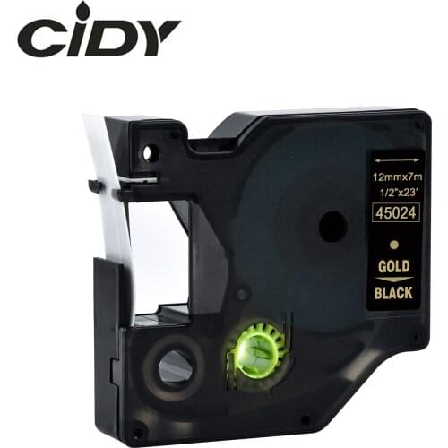 Cidy Compatible DYMO D1 45024 Label Tape Gold on Black Printer Ribbon Cassette for dymo LM160 LM280 dymo PNP
