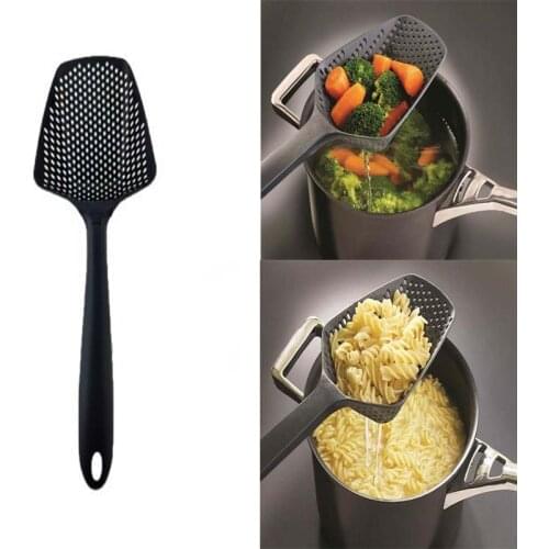 Food Drain Spatula Noodle Spoon Strainer Cookware Spatula Fruit And Vegetable Spoon Drain With Handle Funnel Kitchen Tool