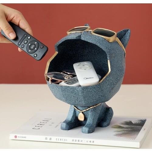 Cute Cat Statue Big Mouth dog Total Décor Storage Box Resin Art Sculpture Figurines Home Decoration Ornamental Gift Decorative