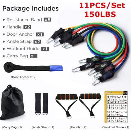 Resistance Bands Set Exercise Bands with Door Anchor Legs Ankle Straps for Resistance Training Physical Therapy Home Workouts