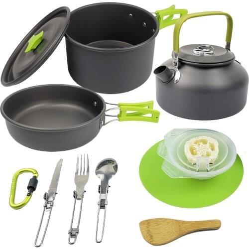 Camping Cookware Outdoor Cookware Set Camping Tableware Cooking Travel Tableware Cutlery Utensils Hiking Picnic 14pcs/Set