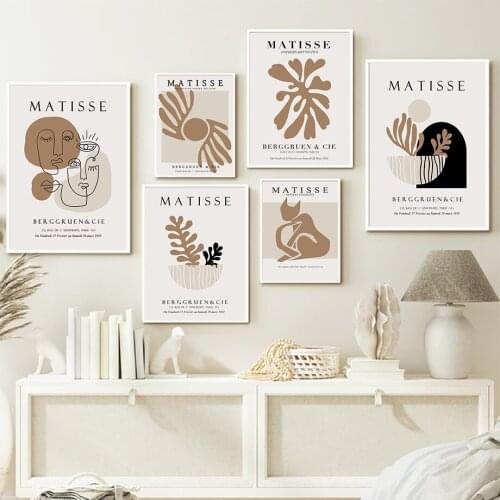 Matisse Abstract Face Cat Plant Woman Wall Art Canvas Painting Nordic Posters And Prints Wall Pictures For Living Room Decor